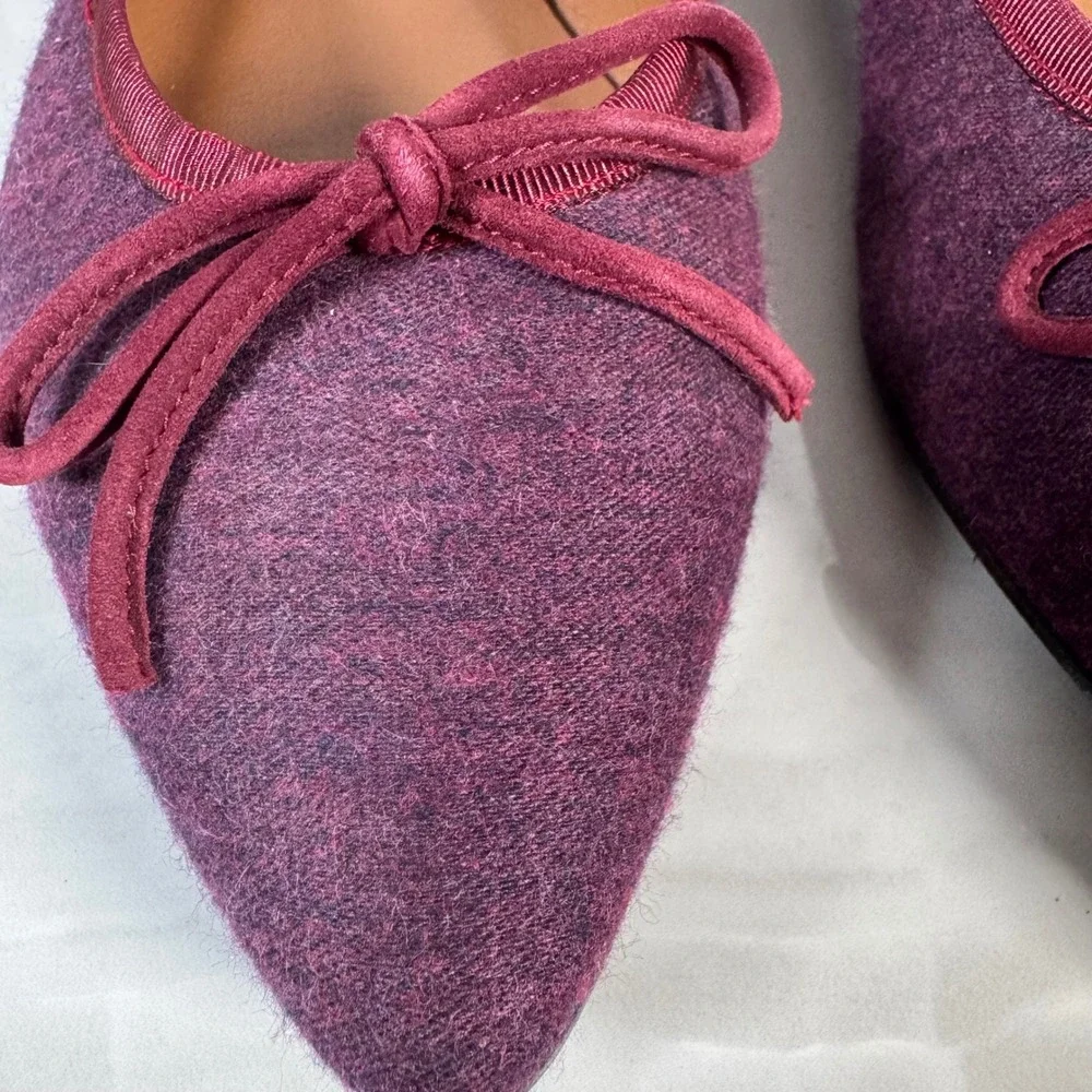 Margaux The Pointe Ballet Flat Purple Fabric Leather Sole Handmade‎ Quiet Luxury